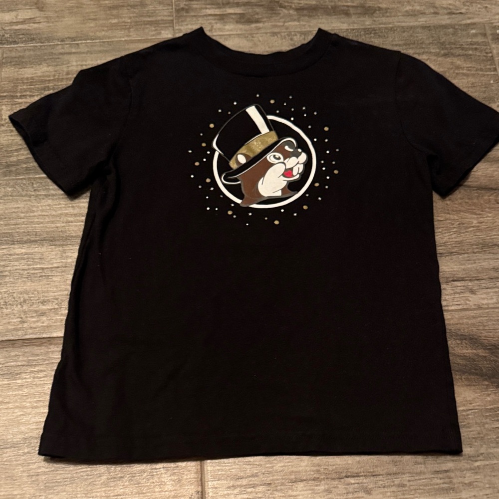 Kids Black T-Shirt with Top Hat Cartoon